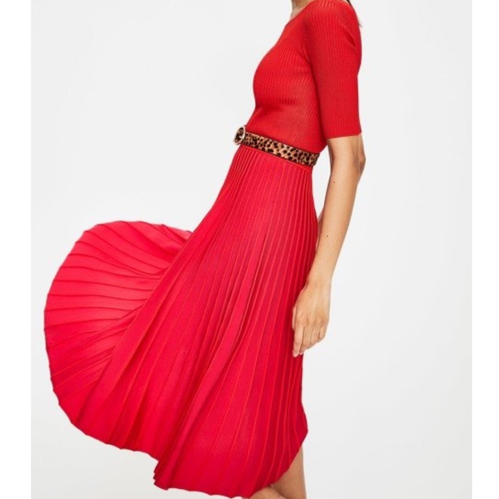 Brione Knitted Pink and Red Boden Tea Length Dress